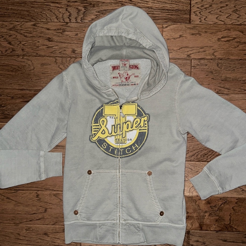 Dead Stock NWOT USA made (2009) True Religion Super T Big T Stitch Hoodie Medium